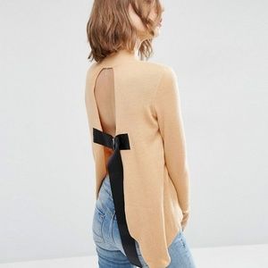 Asos Size 4 Apricot Choker-Neck Open Back Sweater